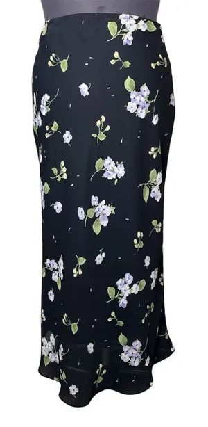 Y2K Vintage JKLA Dark Floral High Waist Tie Back Maxi Skirt Whimsigoth thumbnail 1