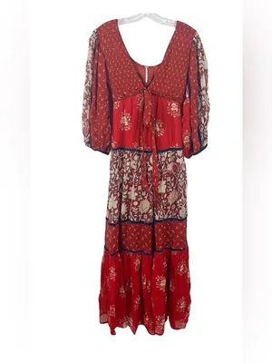 Free People Bali Laurel Maxi Dress Size Small NWT Red Combo thumbnail 4