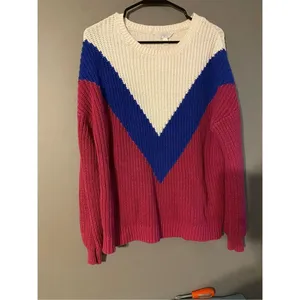 Time & Tru Women Multicolor Cotton Scoop Neck Long Sleeve Knit Sweater L thumbnail 2
