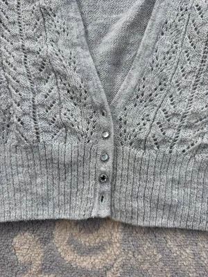 Express Wool Cropped Cardigan Gray Medium thumbnail 2