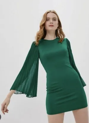 Alice + Olivia NWT Zaya Pleated Butterfly Long Sleeve Stretch Mini Dress thumbnail 1