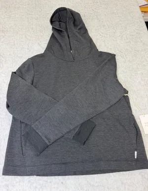 Free Fly Womens Bamboo Lightweight Fleece Cropped Hoodie Heather Black 3980 L thumbnail 1