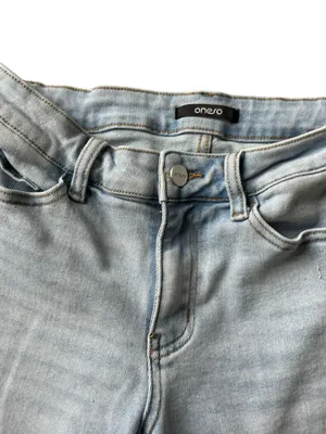 ONESO Effortless Mid Rise Wide Leg Jeans Sz 28X30 Light Wash Stretch Flare thumbnail 4