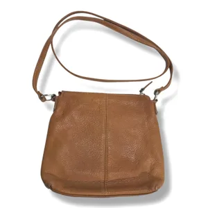 Fossil Genuine Leather Tan Crossbody Bag Ring Detail Front Pocket Womens thumbnail 3