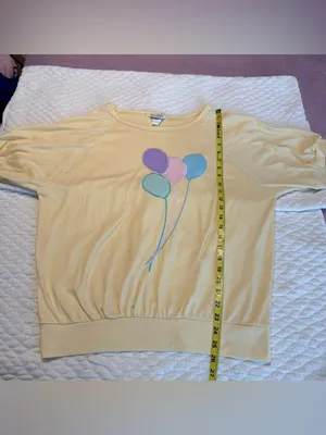 Vintage 80s 90s Blair Top Pastel Yellow Balloons Sz XL Cottagecore Whimsical thumbnail 7