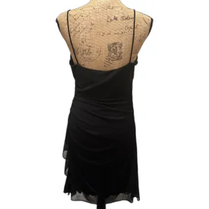Betsy & Adam Vintage Y2K Black Ruched Rhinestone Midi Homecoming Dress Modern 6‎ thumbnail 5
