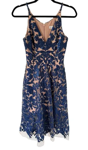 Dress the Population Blair Dress in Navy/Nude thumbnail 9
