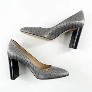 M. Gemi The Lustro Croco Heels Pumps Almond Toe Gray 36.5 thumbnail 3