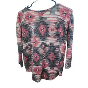 Almost Famous Aztec Designed Pink/ Black shirt Size Medium thumbnail 2