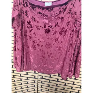Knox Rose Burgundy Velvet Floral Off Shoulder‎ Top Size Large thumbnail 3
