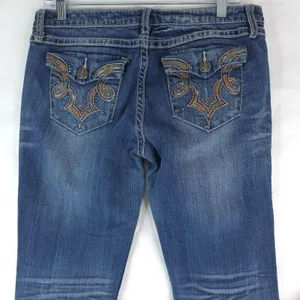 Wrangler Rock 47 Ultra Low Rise Embellished Flare Jeans Size 5x36‎ WHX65MG thumbnail 5