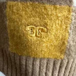 Tory Burch T6465 Intarsia Check Sweater Yellow Camel Ivory Size M thumbnail 7