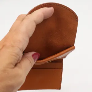 Fossil Tan Pebbled Leather Trifold Compact Wallet with Coin Pouch Brass Snap thumbnail 5
