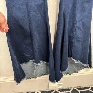 Judy Blue Super Flare Jeans Size 7 28 Dark Wash Pull-On Seamed Front Raw Hem thumbnail 5