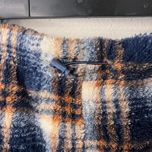 Lazy sundays Cozy Plaid Fleece Women Shorts - Navy and Orange thumbnail 3