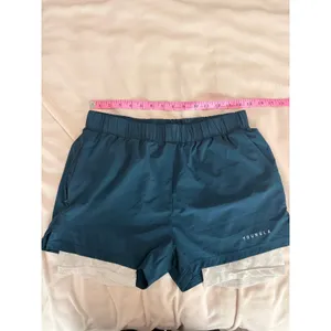 YoungLA 144 Womens 2-in-1 Training Shorts Teal White Mesh Liner Large thumbnail 4