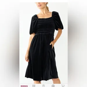 Draper James Black Velvet‎ Smocked Dress Size M thumbnail 2