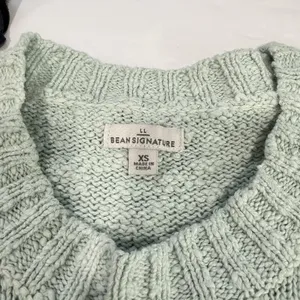 LL Bean Signature Blue Green Cotton‎ Ragg Crewneck Pullover Sweater Size XS thumbnail 8
