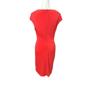 London Times Sheath Dress Stretchable Polyester Cowl Neck Side Twist Red 2 NWOT thumbnail 5