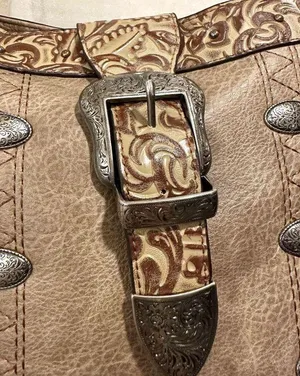 Justin Leather Buckle Taupe Western Crossbody Bag thumbnail 3