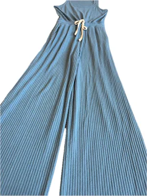 Spiritual Gangster Dusty Blue Ribbed Wide Leg Jumpsuit Racerback X-Small Women's thumbnail 7