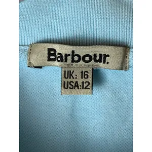 Barbour Polo Shirt Women 12 Blue Short Sleeve Pique Cotton Stretch Logo Preppy thumbnail 8