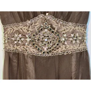 NWT Mandalay Brown Silk Beaded Embellished Maxi Long Gown Evening Dress Size 4 thumbnail 3
