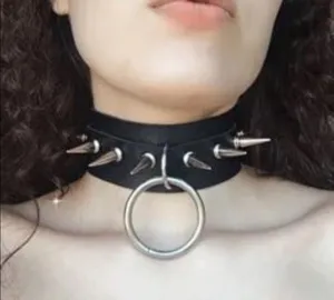 Black Spike Oring Choker Collar New thumbnail 6