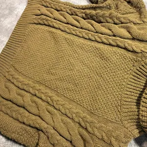 Madewell Women’s Small Olive Green Cable Knit Turtleneck Sweater Cotton Blend #1 thumbnail 4