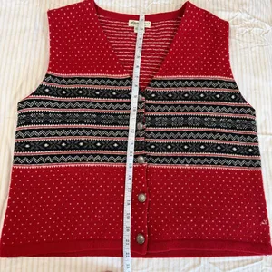 vintage 90s cottage Eddie Bauer Knit Sweater Vest Lambswool Nordic Fair Isle thumbnail 7