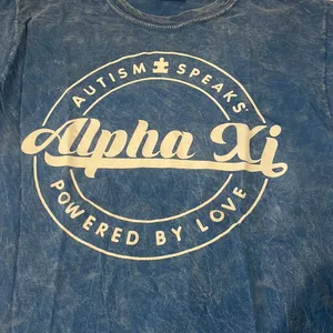 Alpha Xi Delta Blue Space Dyed Sorority Tee Size Small thumbnail 2