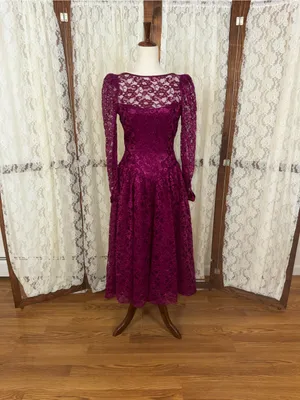 Gorgeous Vintage 1980s Dance Allure Lace Formal Dress thumbnail 3
