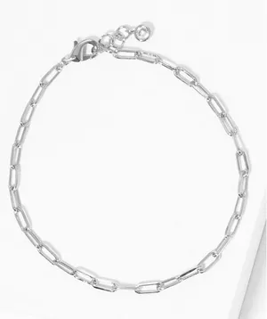 NWT Lucky Charm white gold dipped paper clip chain bracelet. thumbnail 1