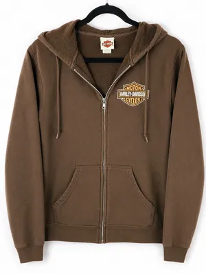 Harley Davidson Womens Hoodie Brown Full Zip Ocean State Warwick RI Cotton Blend thumbnail 2