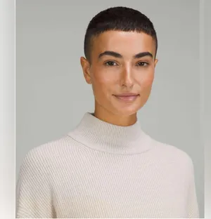 Lululemon Merino Wool-Blend Ribbed Turtleneck Sweater Heathered Natural Ivory thumbnail 3