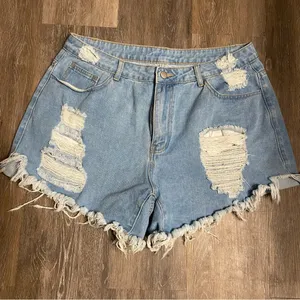 Shein Curve Distressed Jean Shorts thumbnail 4