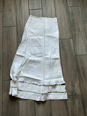 DISSH White Midi Skirt with Ladder Hem Detail thumbnail 3
