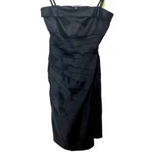 Gianni Bini NWT Black Satin Ruched Strapless Cocktail Dress Women's Size 0 Party thumbnail 3