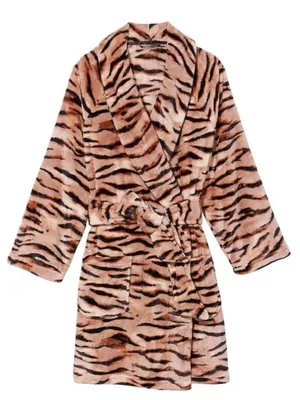 Victoria’s Secret Tiger Cozy Short Robe - Champagne Brown - Size XS/S - 11162549 thumbnail 1