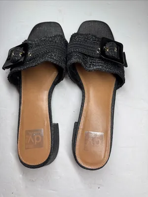 DV by Dolce Norrah Vita Black Woven Buckle Slide Mules 11 summer raffia neutral thumbnail 3