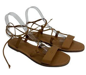 Madewell Brown Leather Lace‎ Up Gladiator Flat Sandals Womens 8.5 thumbnail 1