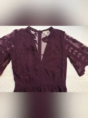 Gianni Bini Deep V-Neck Floral Embroidered Mesh Maxi Romper thumbnail 6