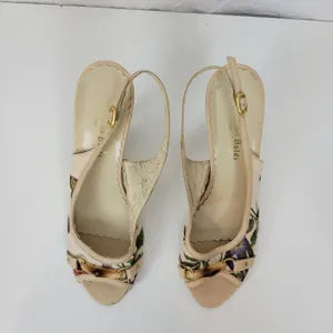 Massimo Baldi Womens Sandals Size 6.5 Cream Floral Open Toe Slingback Heels thumbnail 10