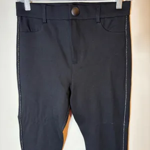 Zara Black Pants Rhinestone Trim High Rise Slim‎ Fit Casual Trousers Size Medium thumbnail 2