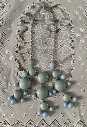 Blue Green Silver Toned Bubble Statement Necklace thumbnail 1