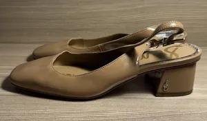 Sam Edelman Terra patent leather square-toe slingback block heel Tan Size 7 thumbnail 1