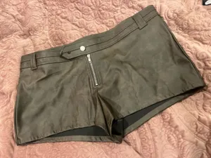 No Boundaries Olive Green Faux Leather Bike Shorts thumbnail 1