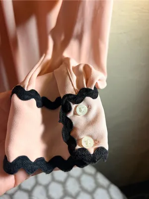 Ann Taylor Light Pink Blouse with Black Rickrack Trim thumbnail 8