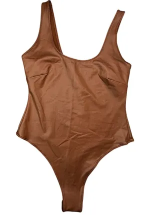 SKIMS Wet Jersey Tank Bodysuit Copper M Medium NWT Faux Leather Look BS-TNK-0801 thumbnail 1