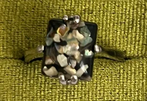 Elegant/Classic Titanium Steel Black w/ Multi Color SpecksDesign Ring Size 9 NWT thumbnail 1
